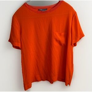 Vince Top Women's‎ Size XS Orange Silk Short Sleeve Sheer Lightweight Casual